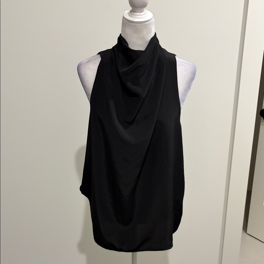 New With Tags Lizard Thicket Black Drape Neck Sleeveless Top Sz M